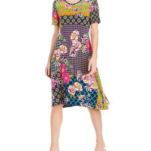 Johnny Was Maggie Mixed Print Swing Dress Size S